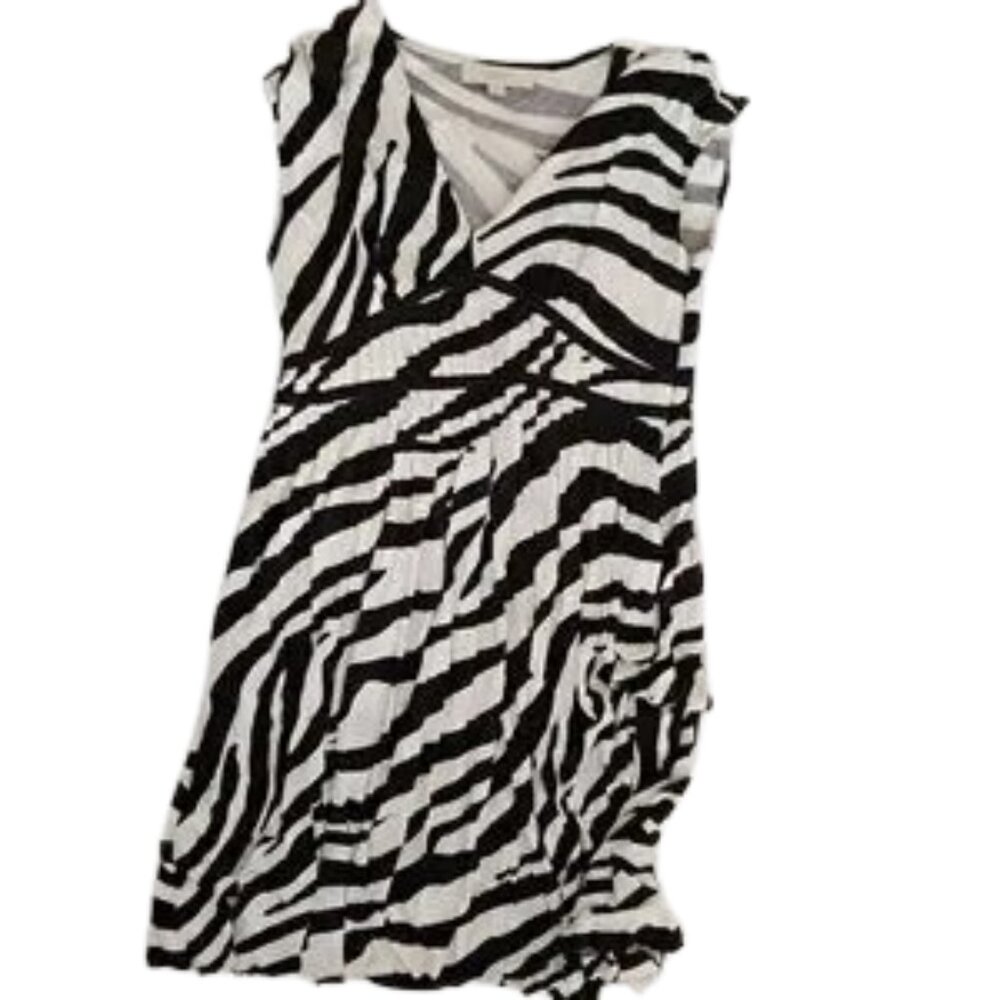 LOFT Women's Size 8 Black and White Zebra Midi Dress
